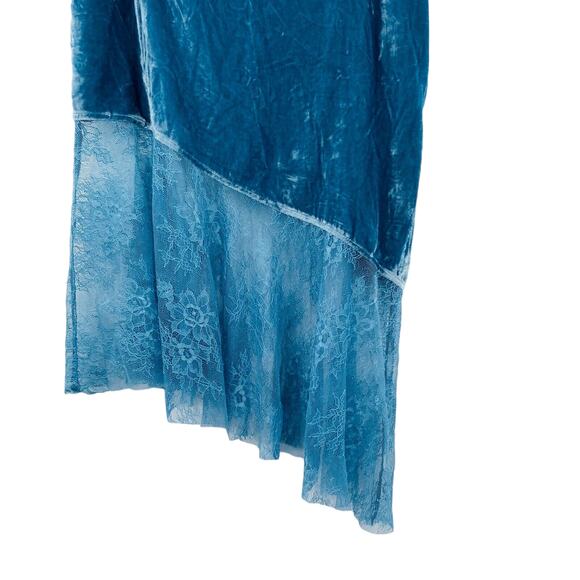 NWT - Free People My Lacey Velvet Midi Skirt Blue Mountain Top Size: 0 - Picture 7 of 7